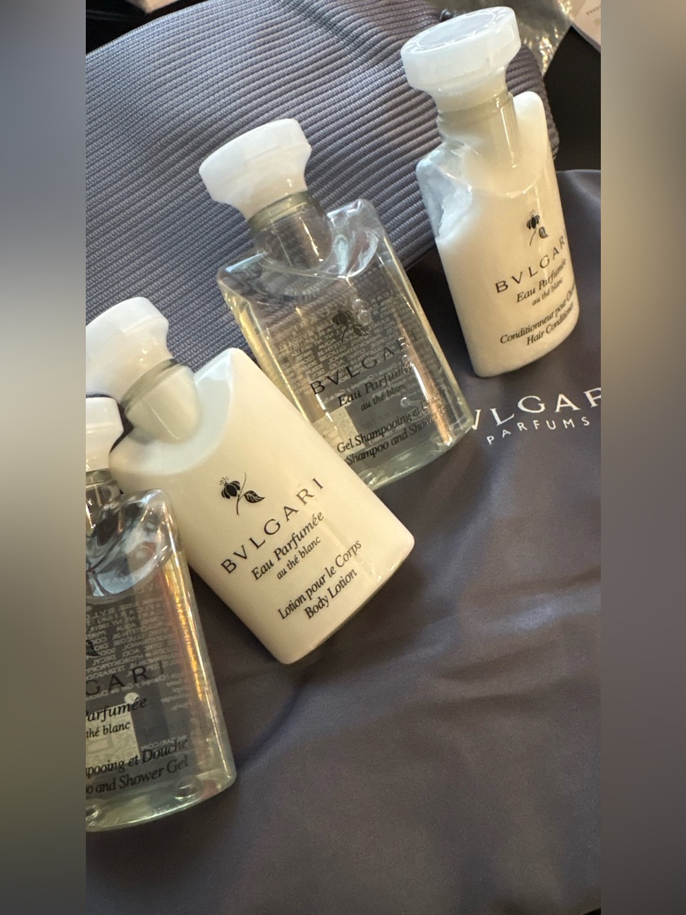 BVLGARI Eau Parfumée White Travel Size Toiletries Set - White & Clear and Pouch